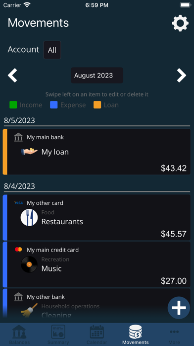 My Accounts and Expenses Screenshot