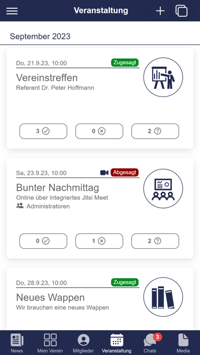 Vereins-App Screenshot