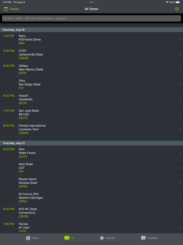 College Football: RapidRoster Screenshot