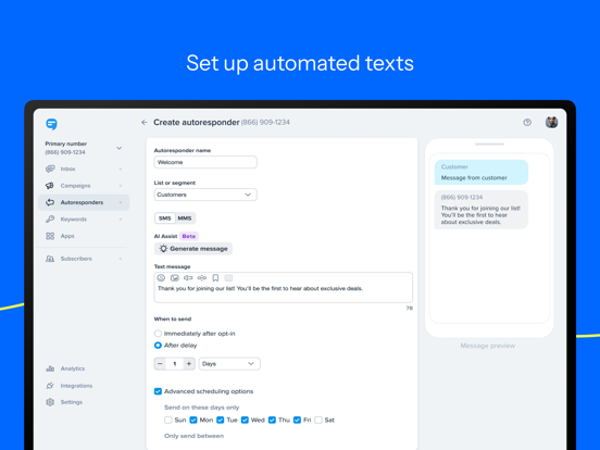 SimpleTexting iPad screenshot 4 - Business app
