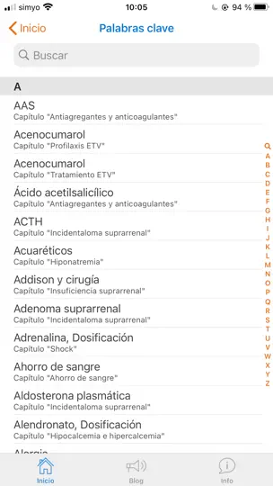 Captura de pantalla de Medicina Consultiva en iPhone 5