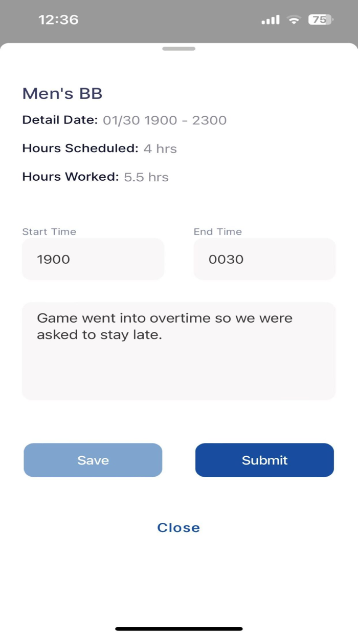 Off Duty Blue Officer App