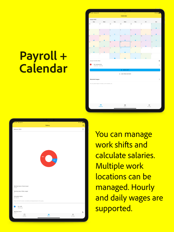 Payroll Calendar iPad screenshot 1 - Productivity app