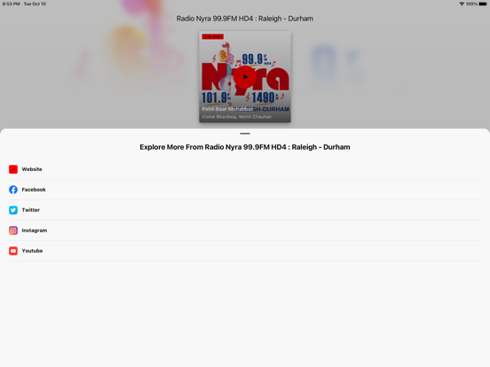Radio Nyra Raleigh - Durham iPad screenshot 3 - Music app