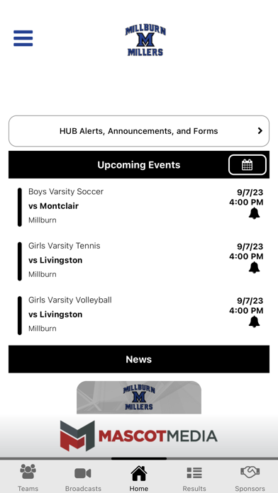 Millburn Millers Athletics Screenshot
