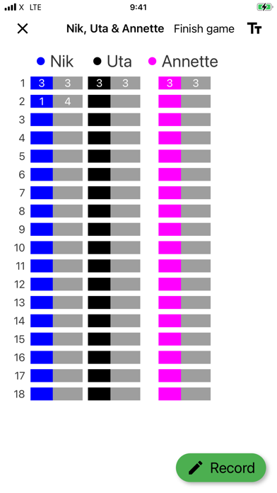 Mini Golf Scoring Card Screenshot