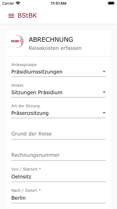 Reisekosten - BStBK Screenshot