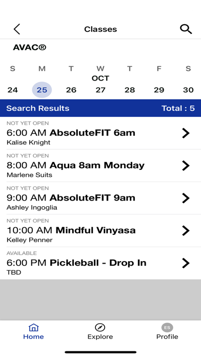Almaden Valley Athletic Club Screenshot