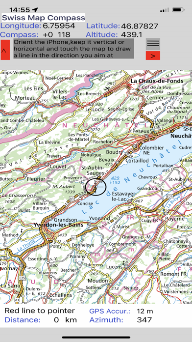 Swiss Map Compass Screenshot