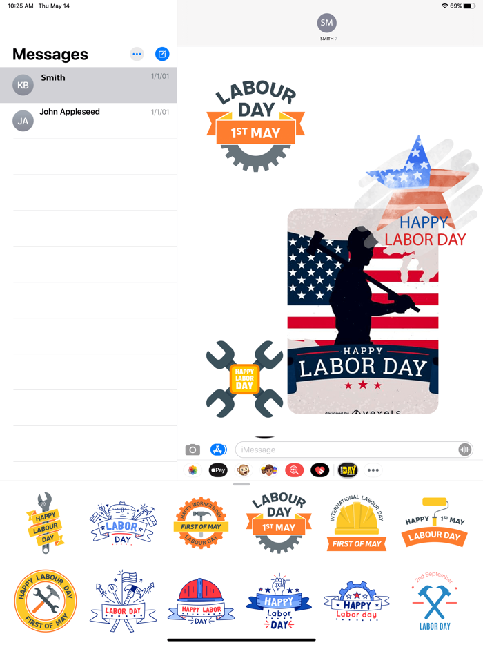 USA Labor Day Stickers
