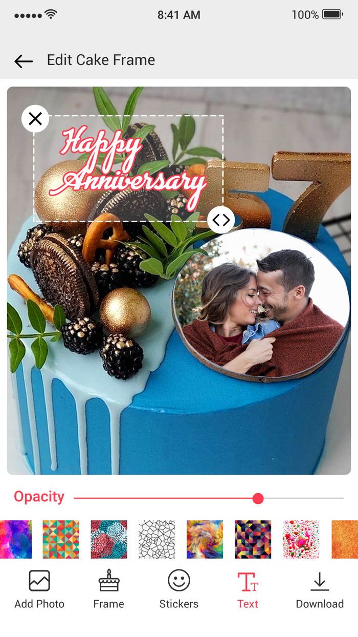Photo on Cake Pics Editor App