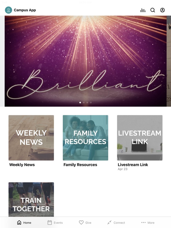 Campus Church App iPad screenshot 1 - Lifestyle app