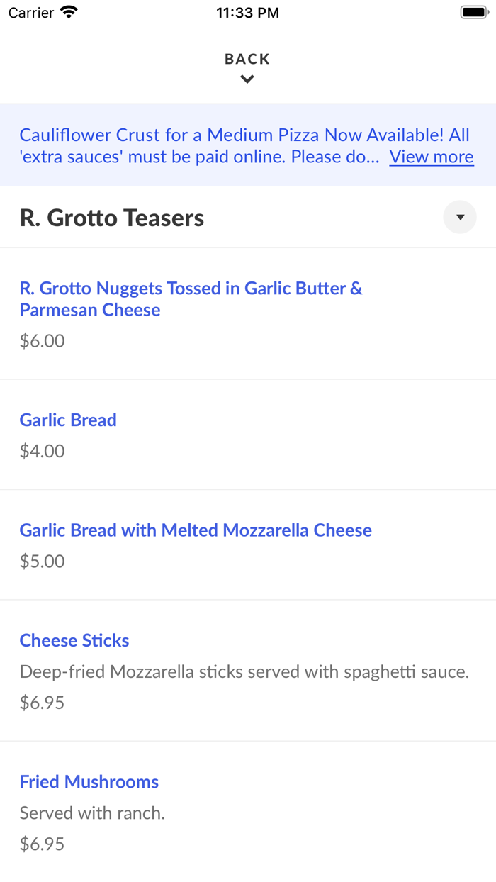R Grotto Ristorante