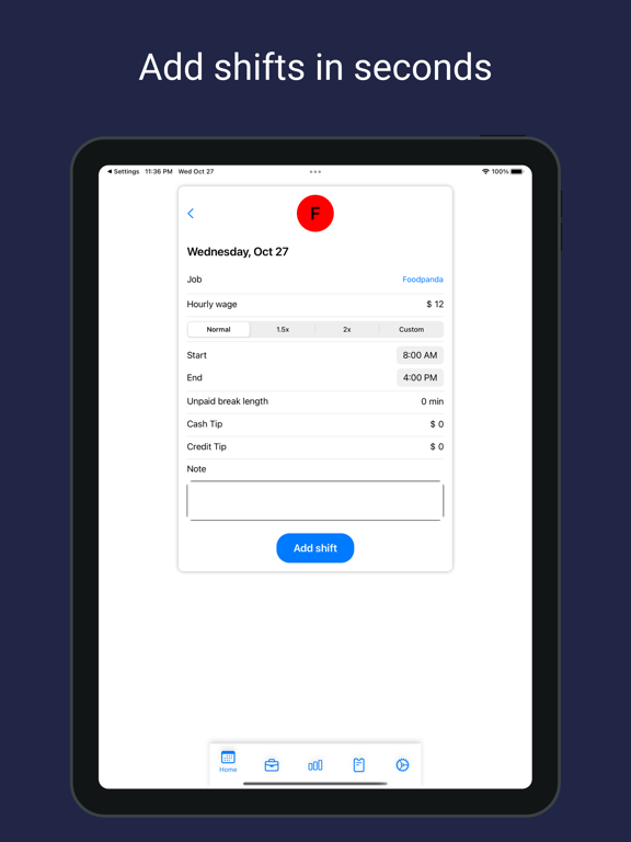 Tip Tracker° iPad screenshot 6 - Finance app