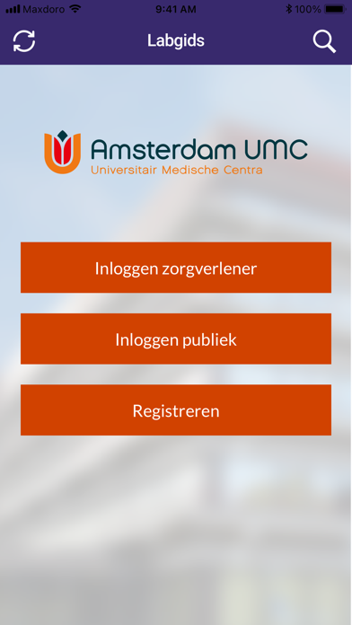 eLabgids Amsterdam UMC Screenshot