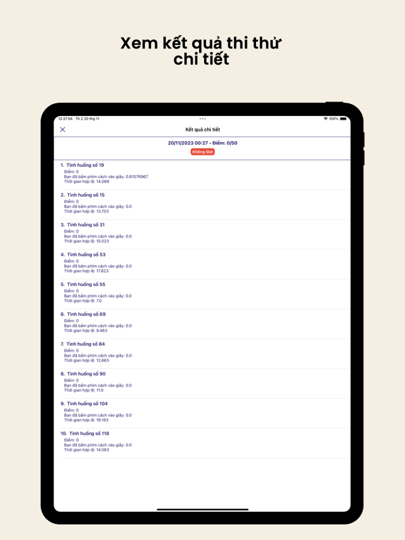 120 Câu Mô Phỏng GPLX iPad screenshot 5 - Education app