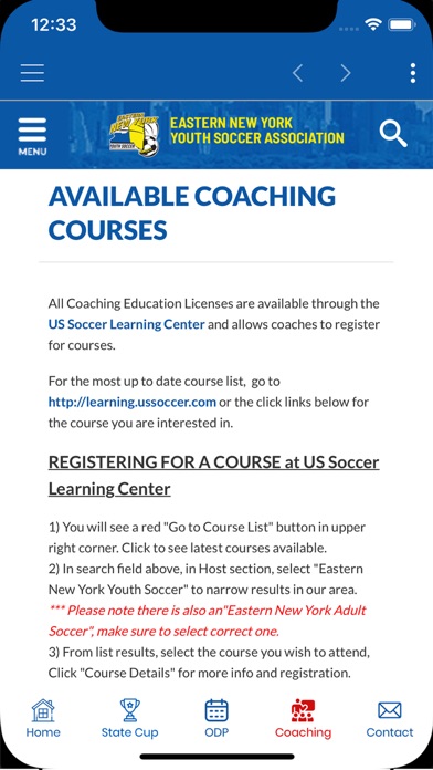 Eastern NY Youth Soccer Screenshot