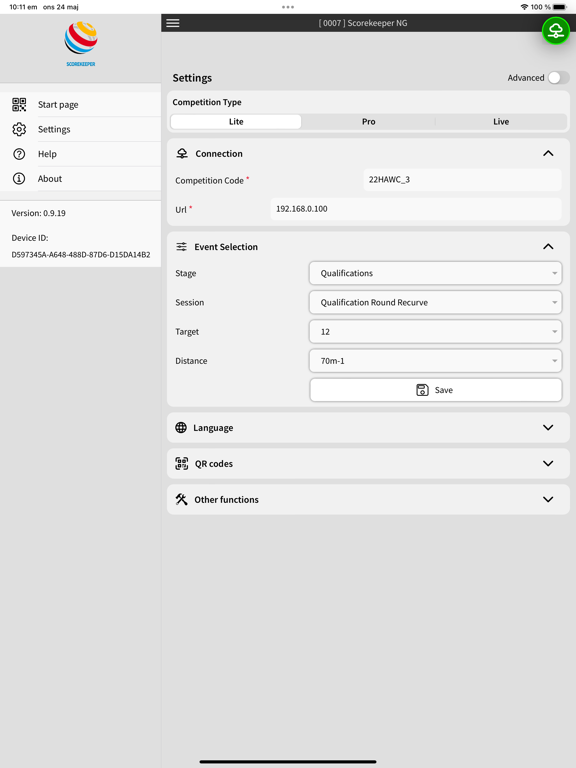 Ianseo Scorekeeper NG iPad screenshot 2 - Sports app