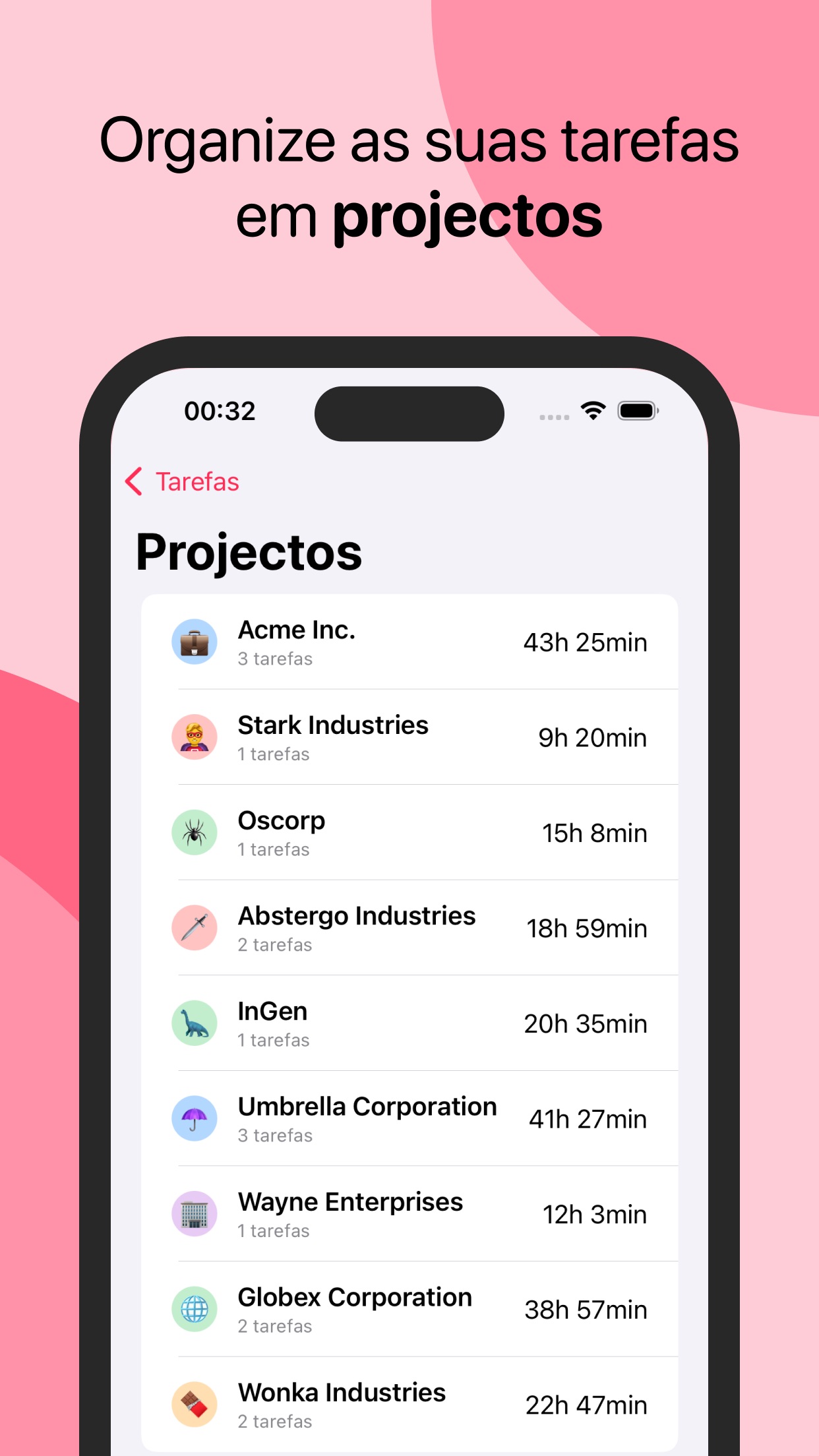 Screenshot do app TimeDeposit: Task timer report