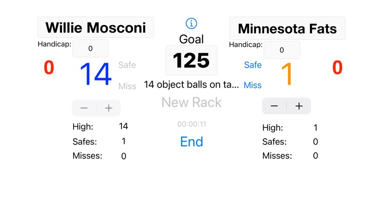 Straight Pool Score Card