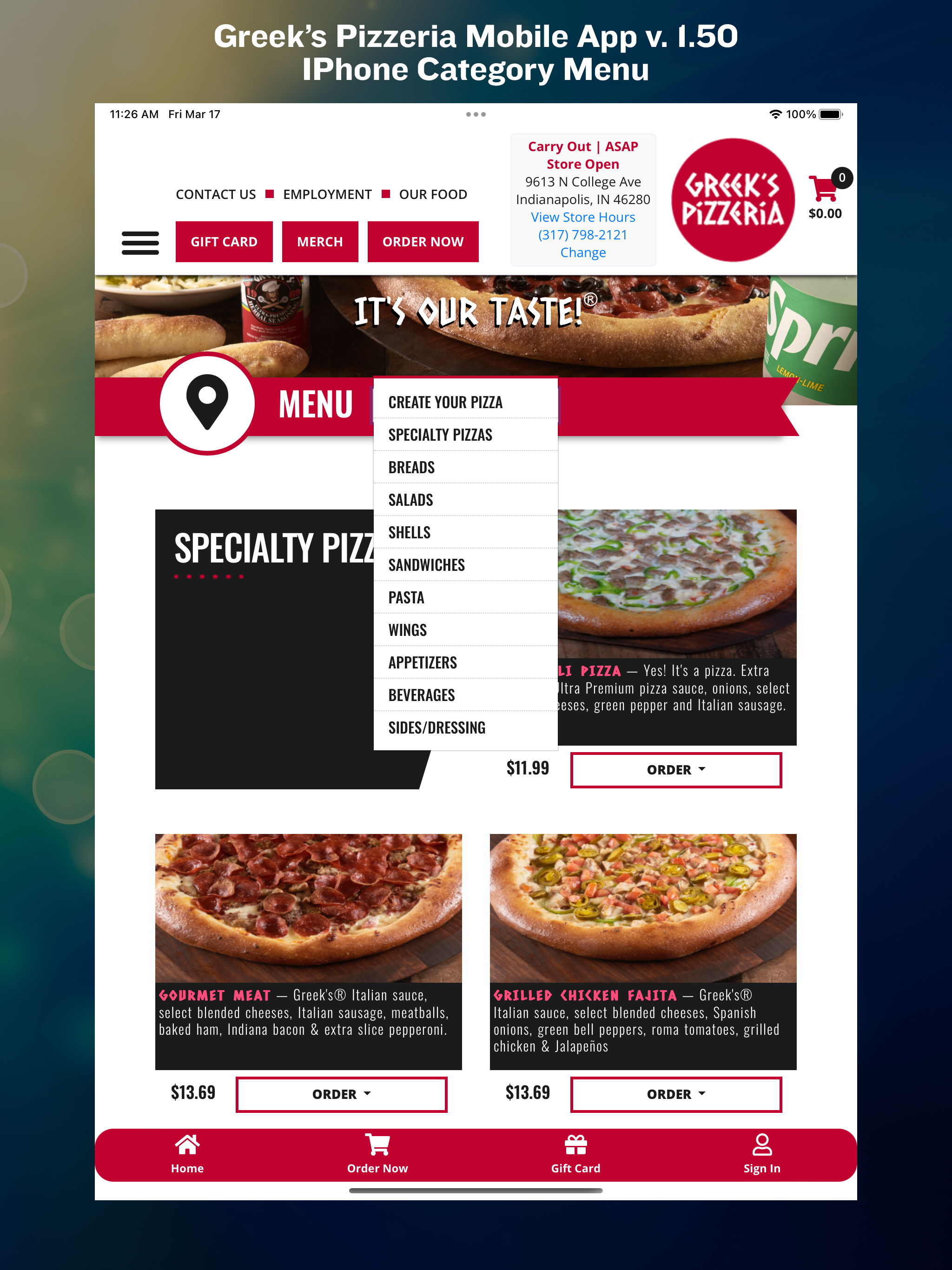 Greek's Pizzeria Online