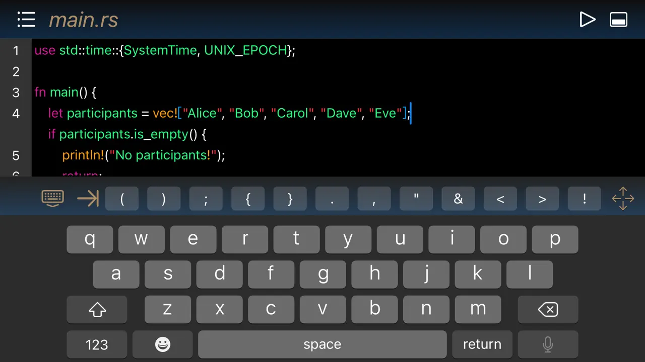 Rust IDE - Minimal Code iPhone-skjermbilde 2