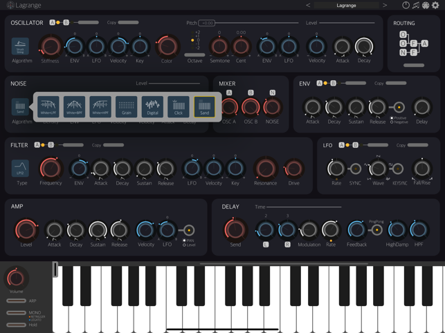 ‎Lagrange - ภาพหน้าจอ Synth ของปลั๊กอิน AUv3