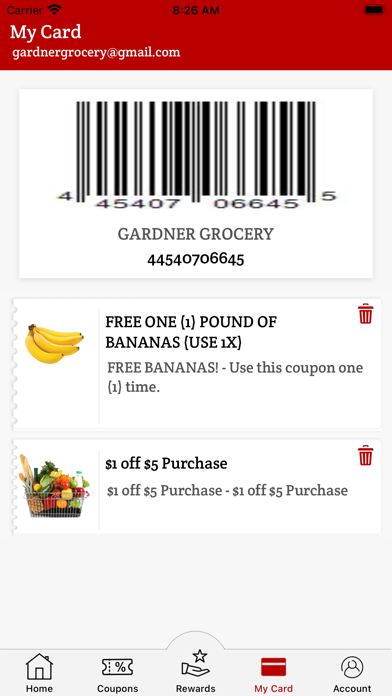 Gardner Grocery Rewards Screenshot
