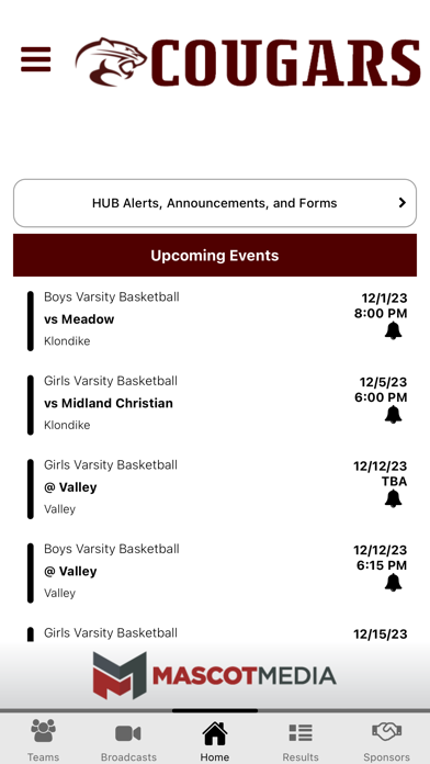Klondike Cougars Athletics Screenshot