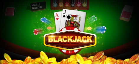 Vegas Slots - 7Heart Casino - Users can master Blackjack on a realistic table setup, complete with iconic card hands and various chip values for authentic play.
