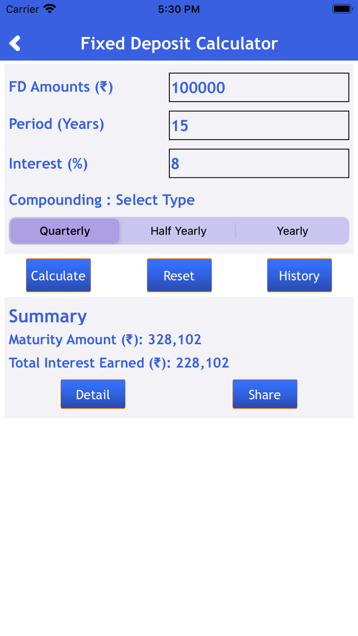 Fixed Deposit Calculator - FD