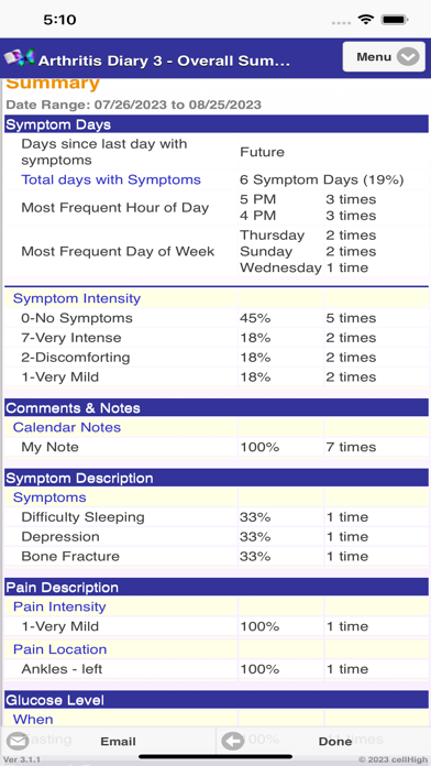 Arthritis Diary 3 Screenshot