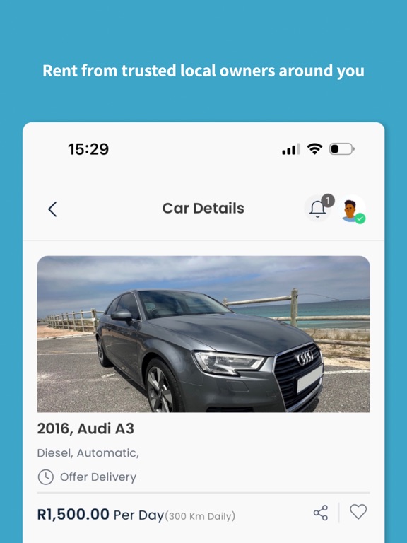 Tarlen - Car-share, Car rental iPad screenshot 2 - Travel app