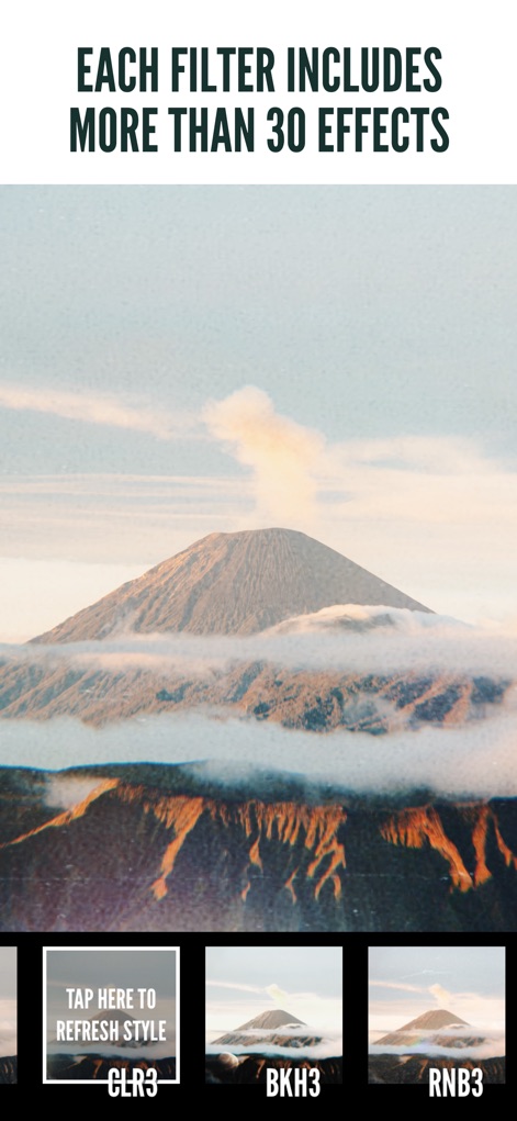1967: Retro Filters & Effects - Nutzer können die subtilen Änderungen der Effekte durch Antippen der Filtervorschau erleben, wobei jede der über 30 Variationen einzigartige Lichtlecks und Texturen anwendet.