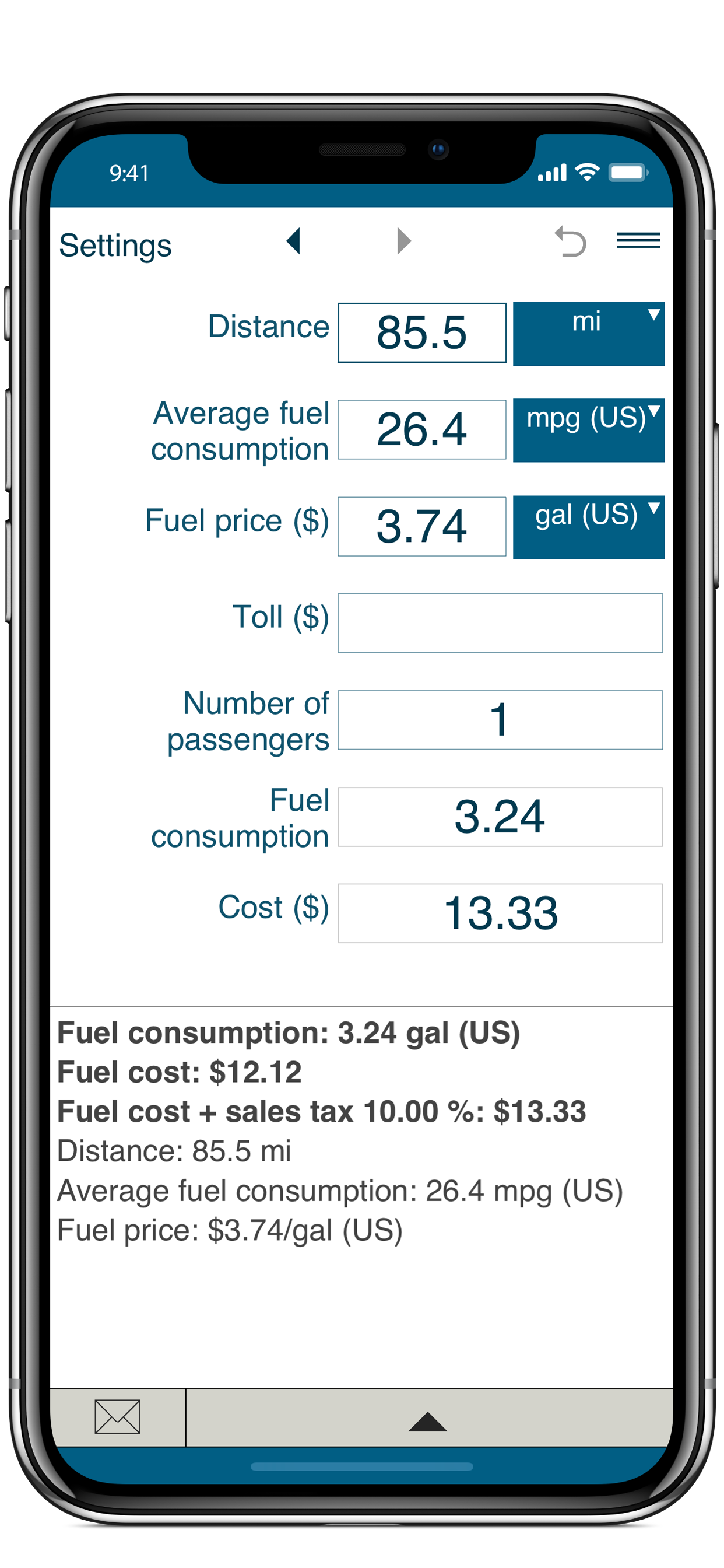 Trip fuel cost calculator