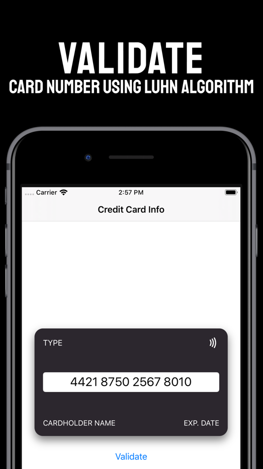 #2. Credit Card Info & Validator (iOS) 由: Yevhen Kniaziuk