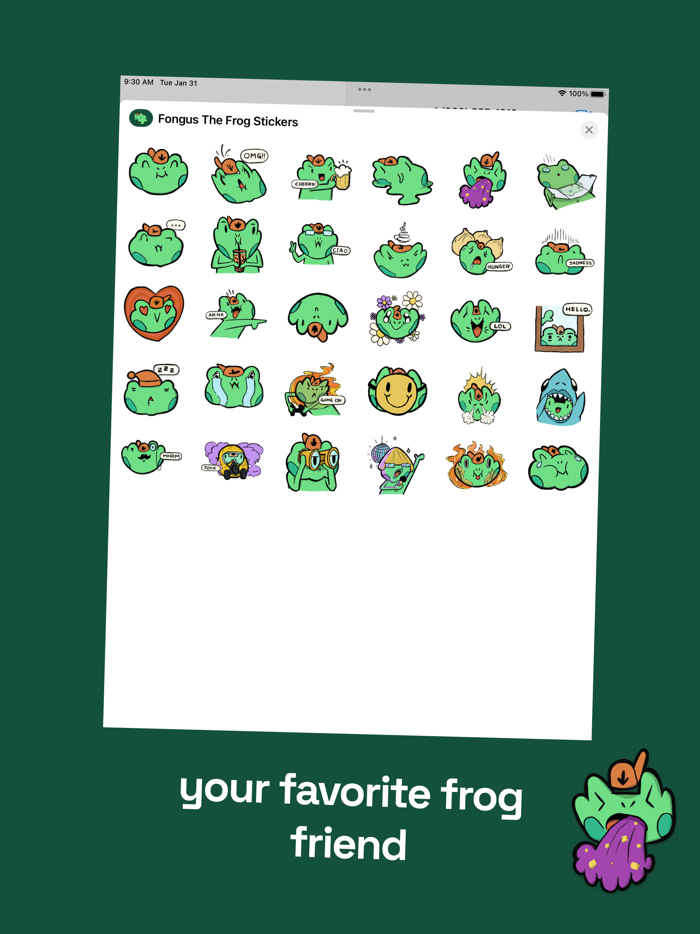 Fongus The Frog Stickers