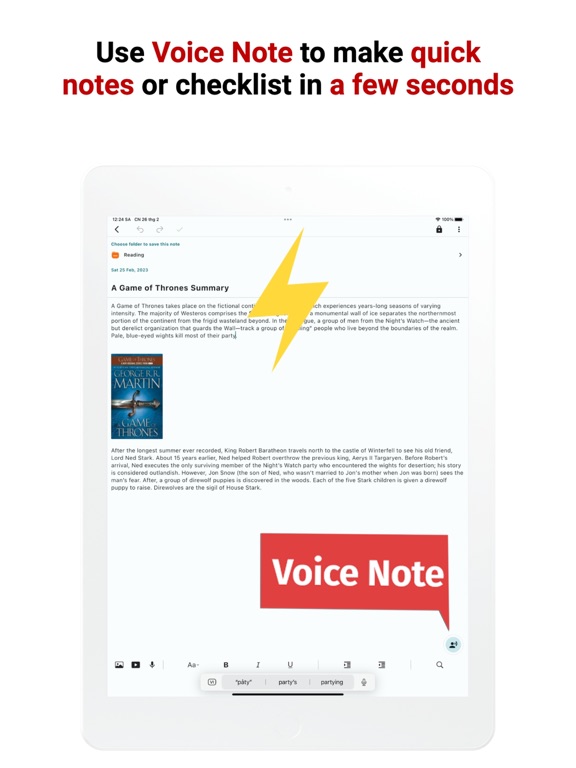 Note, Voice Notes, Todo Widget iPad screenshot 2 - Lifestyle app