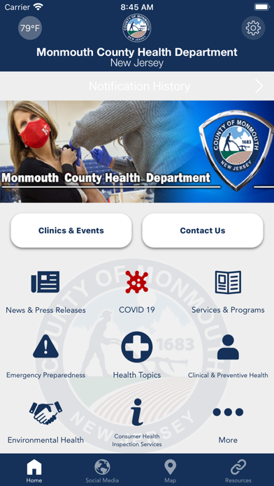 Monmouth County Health Dept Screenshot