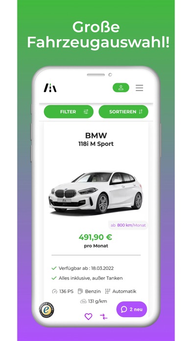 ViveLaCar Schweiz Auto-Abo Screenshot