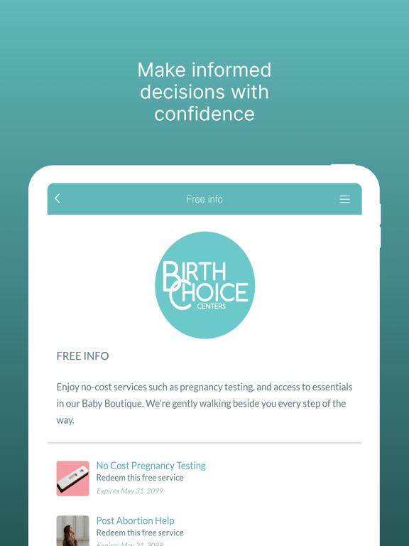 Birth Choice Centers iPad screenshot 4 - Medical app