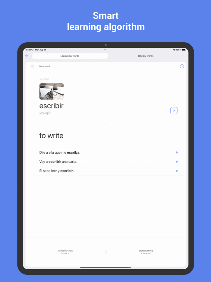 Learn Spanish with flashcards