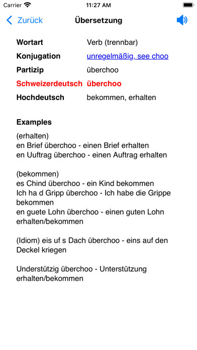 Schweizerdeutsch Wörterbuch Screenshot