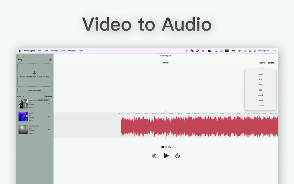 Mp3 Converter,video to audio - 1.0 - (macOS)