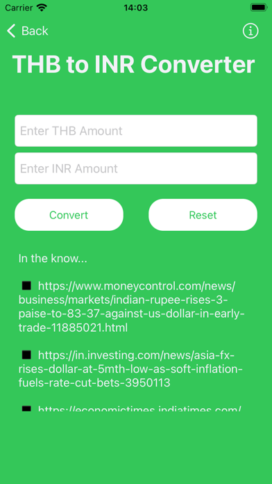 Thai Baht to INR Converter Screenshot