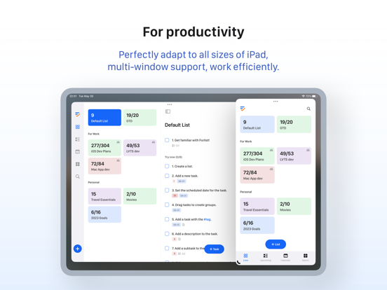 Forlist: To-Do List & Calendar iPad screenshot 1 - Productivity app