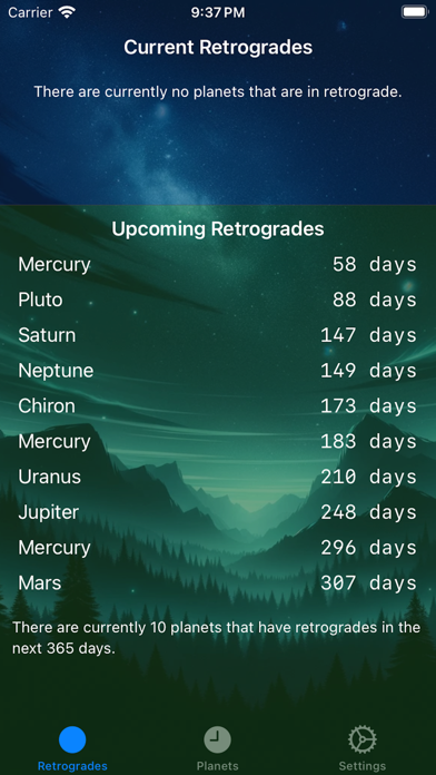 Planetary Retrogrades Screenshot