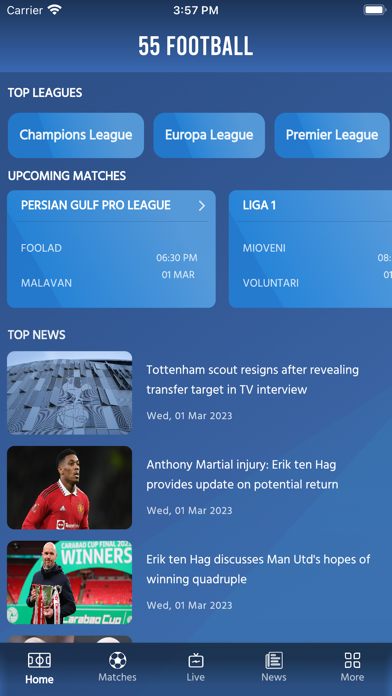 55 Football Live Score Screenshot