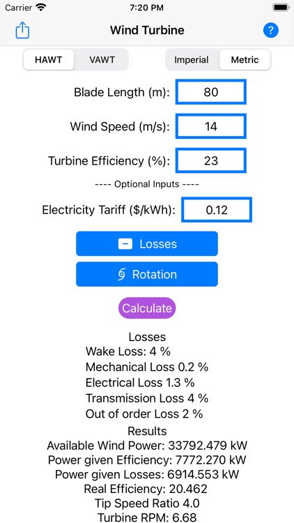 Wind Turbine Calculator