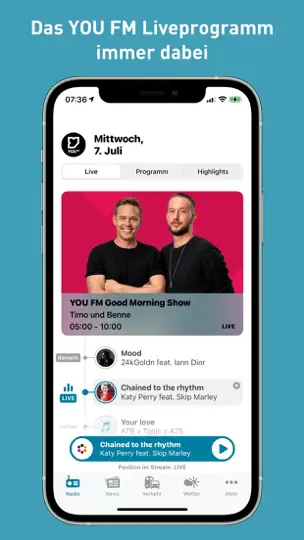 Screenshot von YOU FM App auf dem iPhone 1